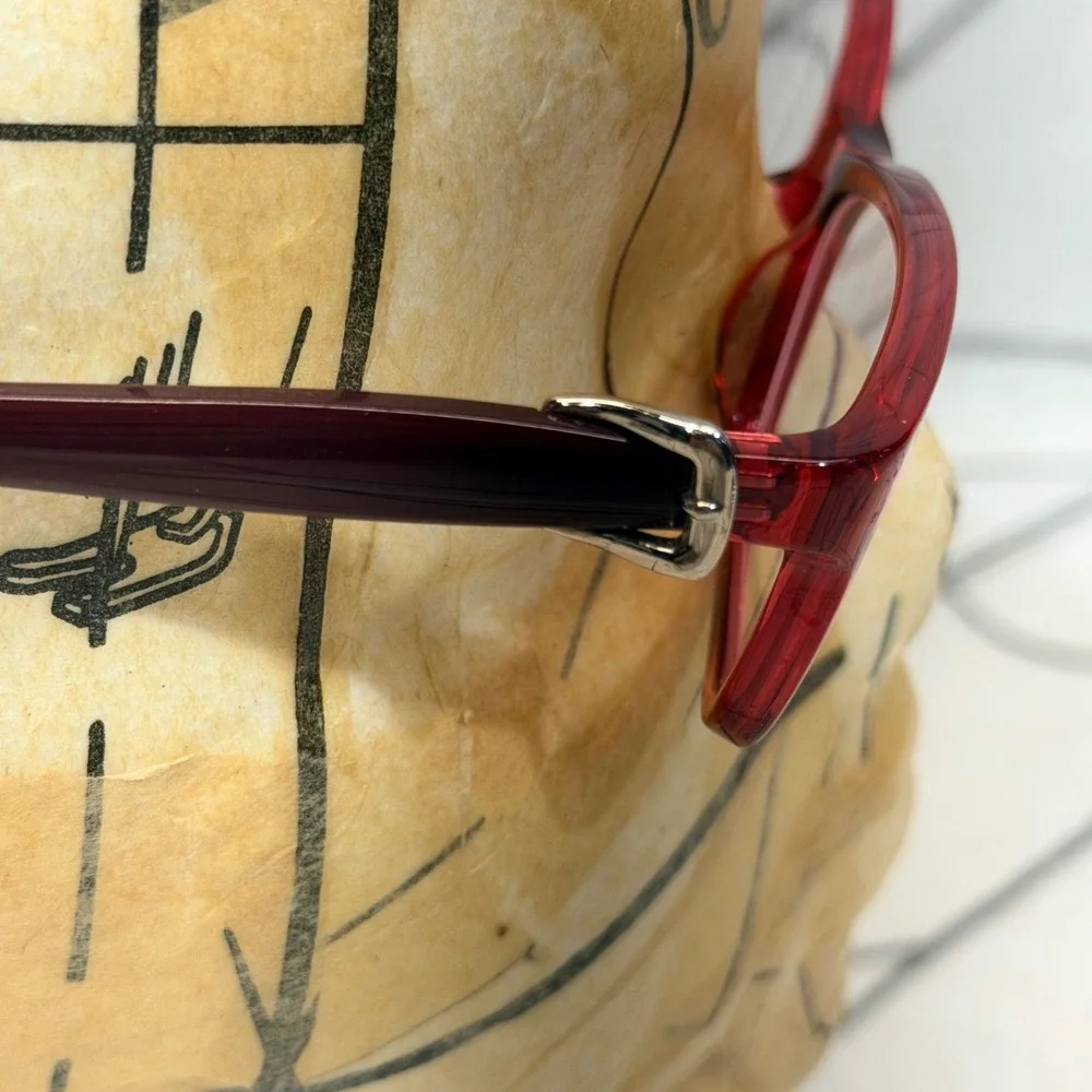Mimic Eyeglass Frames 54-15-135 Red Burgundy Rectangular N5004 613 Buckle Detail